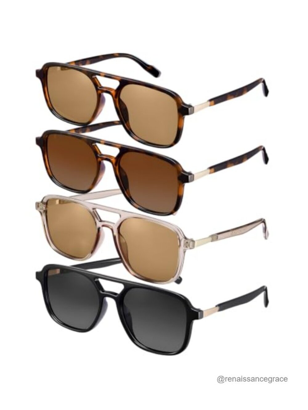 Retro Aviator Sunglasses for Women Men 4 Pack